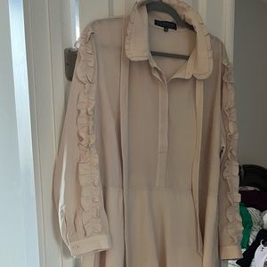 Eloquii Tan Ruffle Sleeve Dress